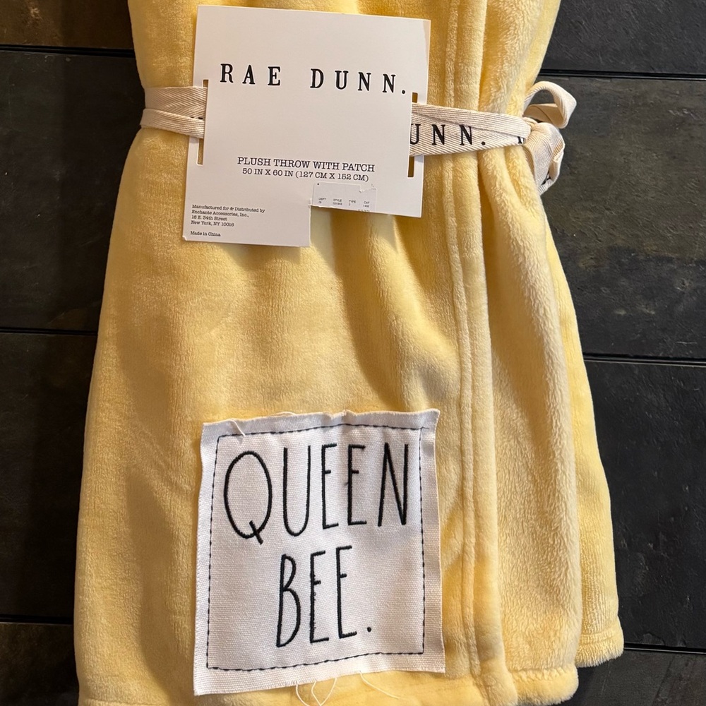Rae Dunn Queen Bee Yellow Throw Blanket